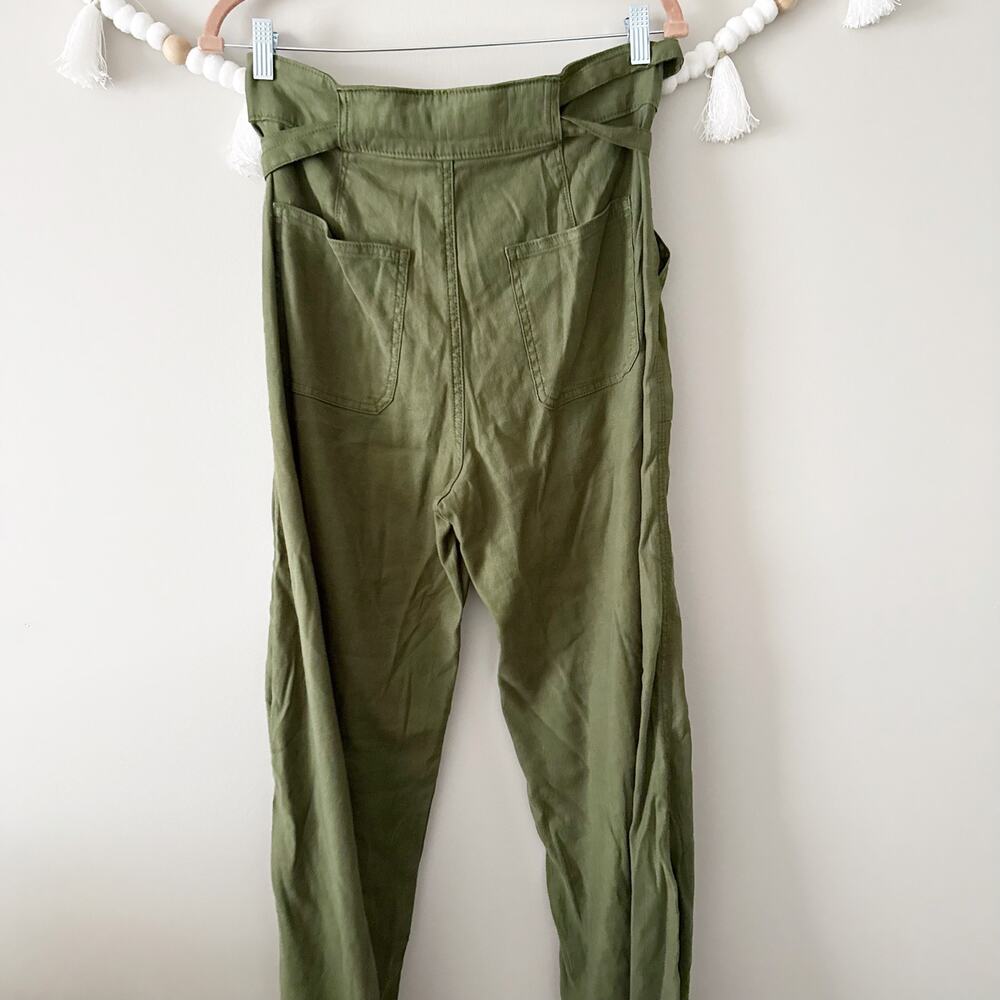 Hudson Cypress Tie Waist Wide Leg Trousers Linen-Blend Green Women's Size 29 - Picture 3 of 5